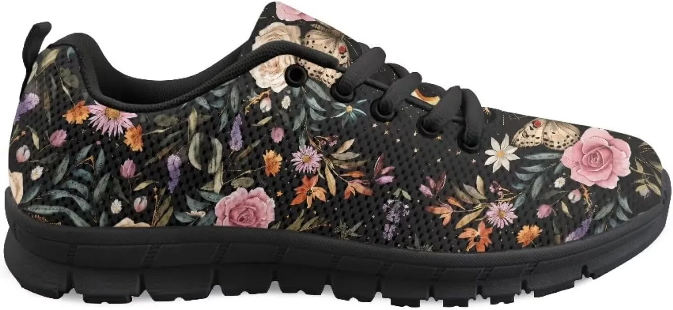 Women's Walking Workout Sneakers Non-Slip Casual Tennis Cozy Lightweight Shoes Flat Work Lace-Up Sneaker for Womens Black US 5-12