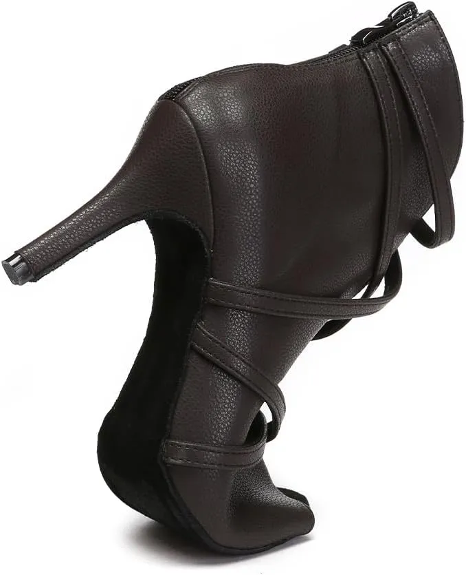 YKXLM Dancing Boots Women Latin Ballroom Ankle Dance Shoes,L579
