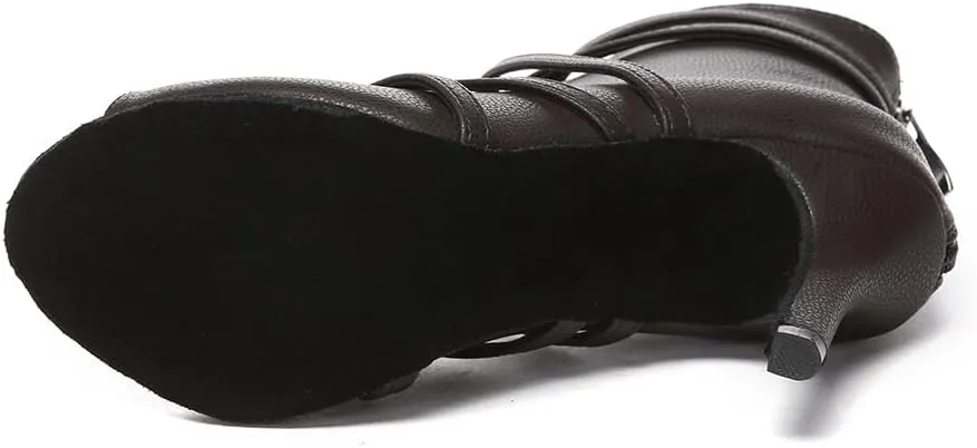 YKXLM Dancing Boots Women Latin Ballroom Ankle Dance Shoes,L579
