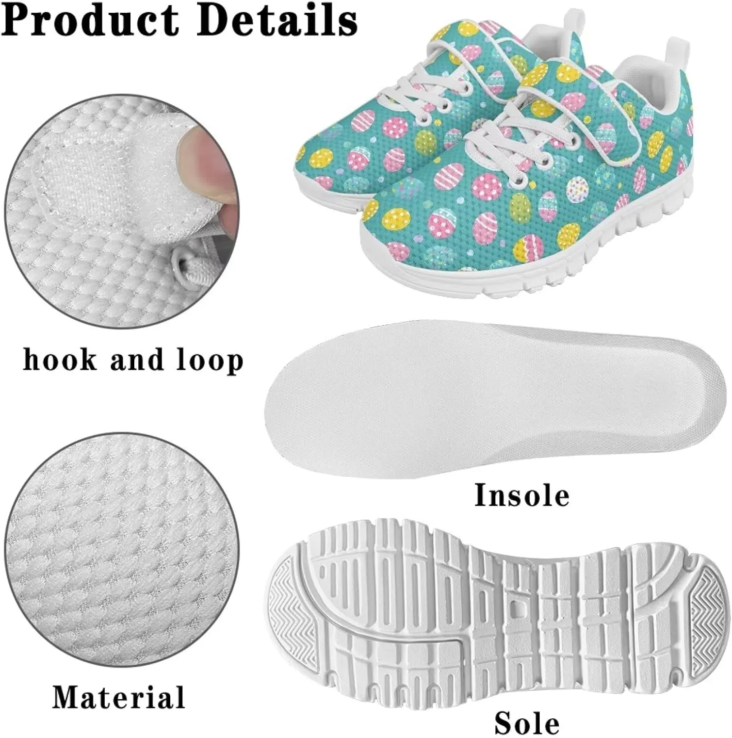 Yzaoxia Easter Shoes for Girls Boys Tennis Running Shoes Hook and Loop Sneakers Walking Shoes Barefoot Shoes Trainers Slip On Sneakers Size 11-Big Size 2.5