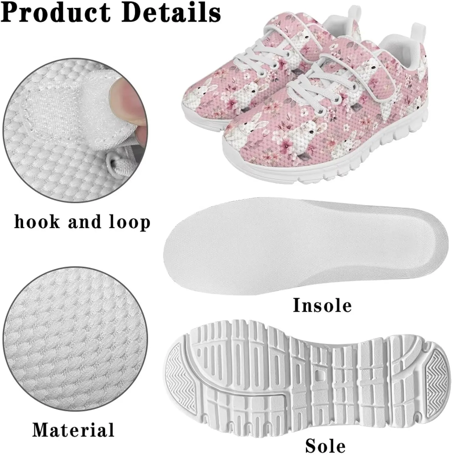 Yzaoxia Easter Shoes for Girls Boys Tennis Running Shoes Hook and Loop Sneakers Walking Shoes Barefoot Shoes Trainers Slip On Sneakers Size 11-Big Size 2.5