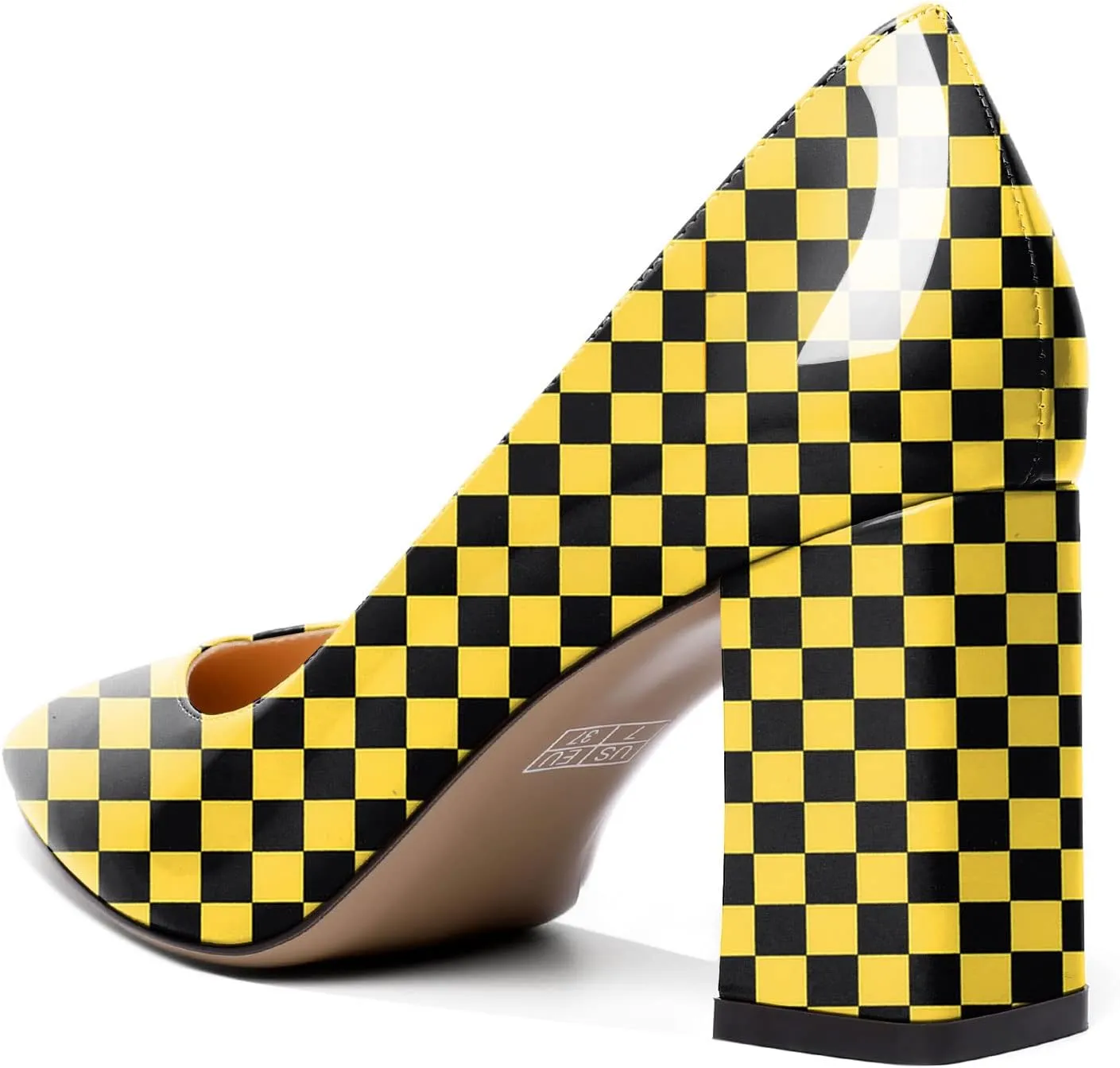Zamikoo Women Chunky Heel Pumps Block High Heel Slip On Closed Pointed Toe Dress Pumps for Work Casual Daily Life Party Dress